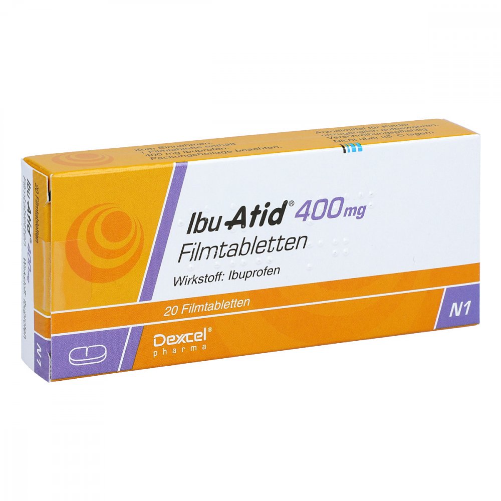 Das Produktfoto zeigt Ibu Atid 400 Mg Filmtabletten (20 stk) PZN 06952457