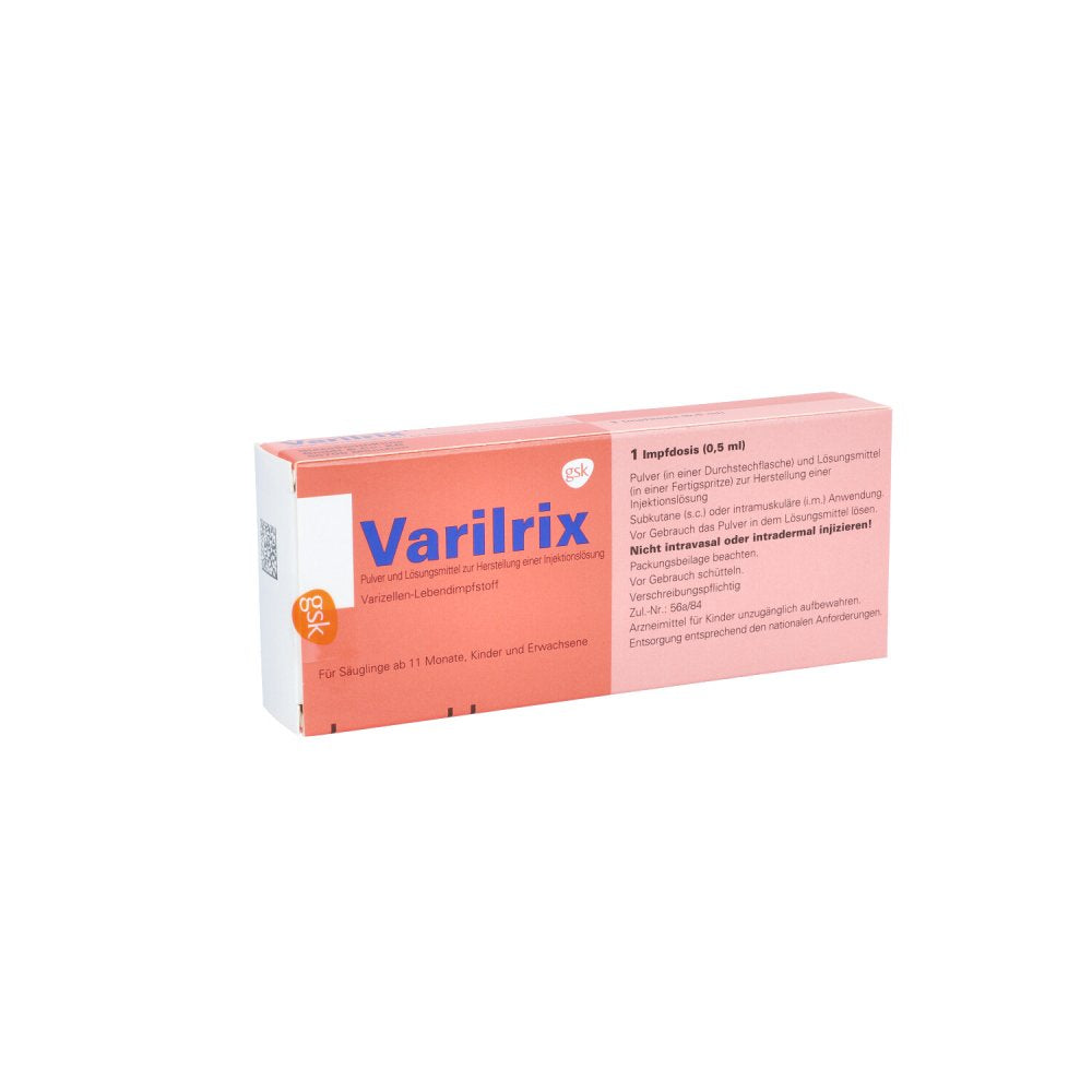 Das Produktfoto zeigt Varilrix Fertigspritze Plv.U.Lm Z.Her.E.Inj.-Lsg. (1 stk) PZN 06955421
