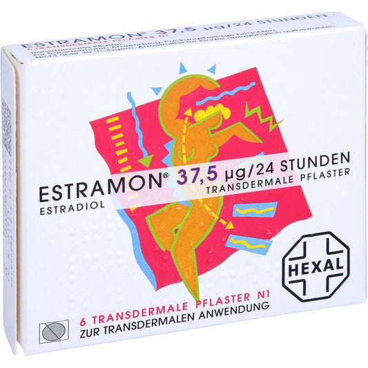 Das Produktfoto zeigt Estramon 37,5 Μg/24 Stunden Transdermale Pflaster (6 stk) PZN 06956975