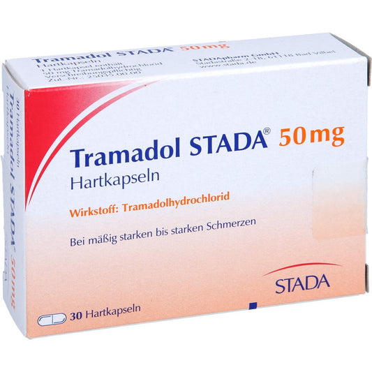 Das Produktfoto zeigt Tramadol Stada 50 Mg Hartkapseln (30 stk) PZN 06960988
