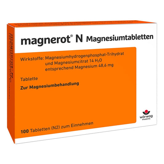 Das Produktfoto zeigt Magnerot N Magnesiumtabletten (100 stk) PZN 06963343