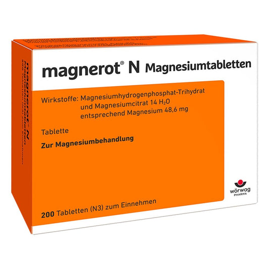Das Produktfoto zeigt Magnerot N Magnesiumtabletten (200 stk) PZN 06963366