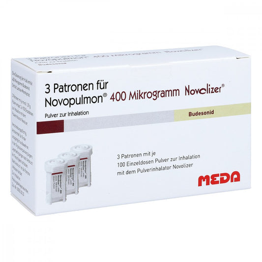 Das Produktfoto zeigt Novopulmon 400 Μg Novolizer Patrone 3x100 Ed (3X100 stk) PZN 06966229