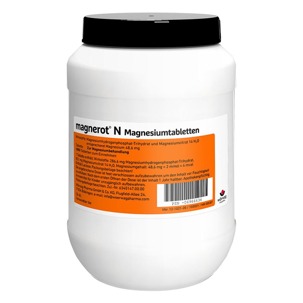 Das Produktfoto zeigt Magnerot N Magnesiumtabletten (1000 stk) PZN 06966436