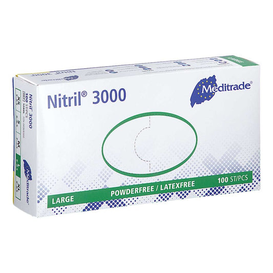 Das Produktfoto zeigt Nitril 3000 Unt.Handschuhe Unsteril L (100 stk) PZN 06968300