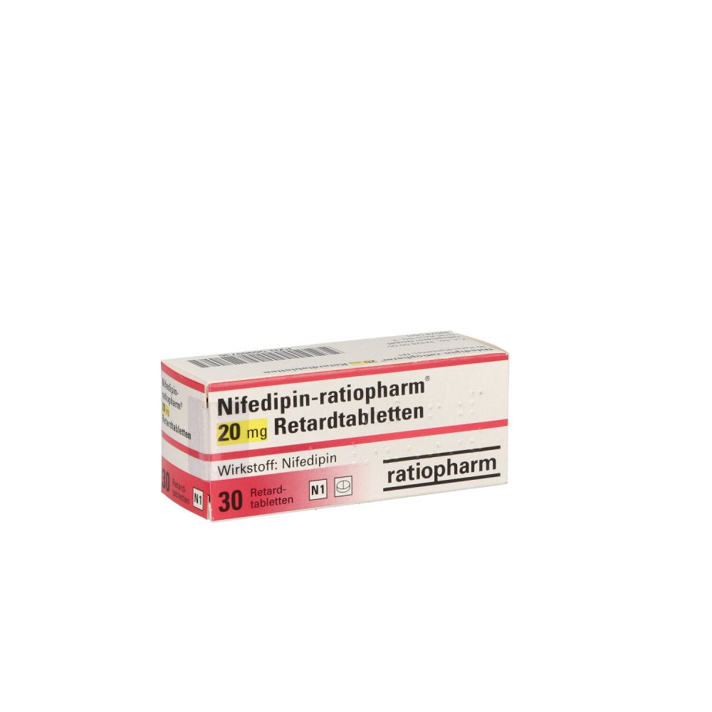 Das Produktfoto zeigt Nifedipin-Ratiopharm 20 Mg Retardtabletten (30 stk) PZN 06969736