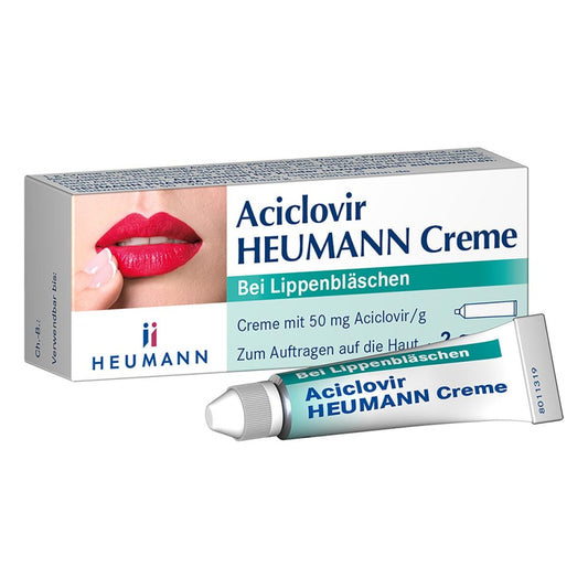 Das Produktfoto zeigt Aciclovir Heumann Creme (2 g) PZN 06977954