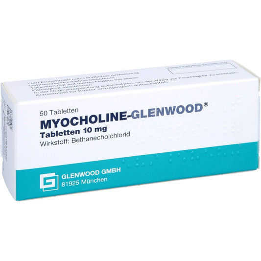 Das Produktfoto zeigt Myocholine Glenwood 10 Mg Tabletten (50 stk) PZN 06983400