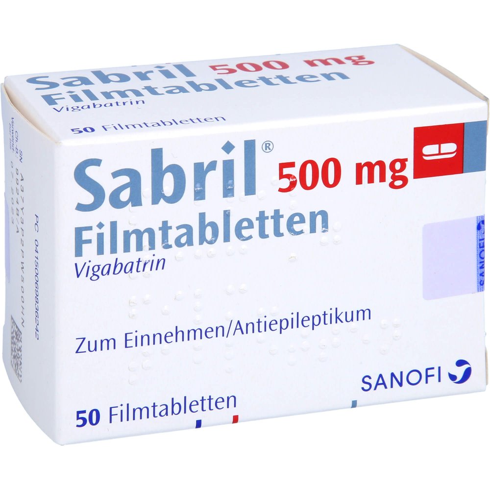 Das Produktfoto zeigt Sabril 500 Mg Filmtabletten (50 stk) PZN 06983624