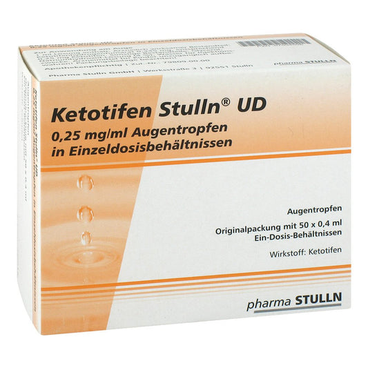 Das Produktfoto zeigt Ketotifen Stulln Ud Augentropfen Einzeldosispip. (50X0.4 ml) PZN 07004596
