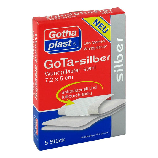 Das Produktfoto zeigt Gota Silber Wundpflaster 5x7,2 Cm Steril (5 stk) PZN 07022967