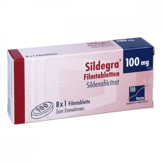 Das Produktfoto zeigt Sildegra 100 Mg Filmtabletten (8 stk) PZN 07024736
