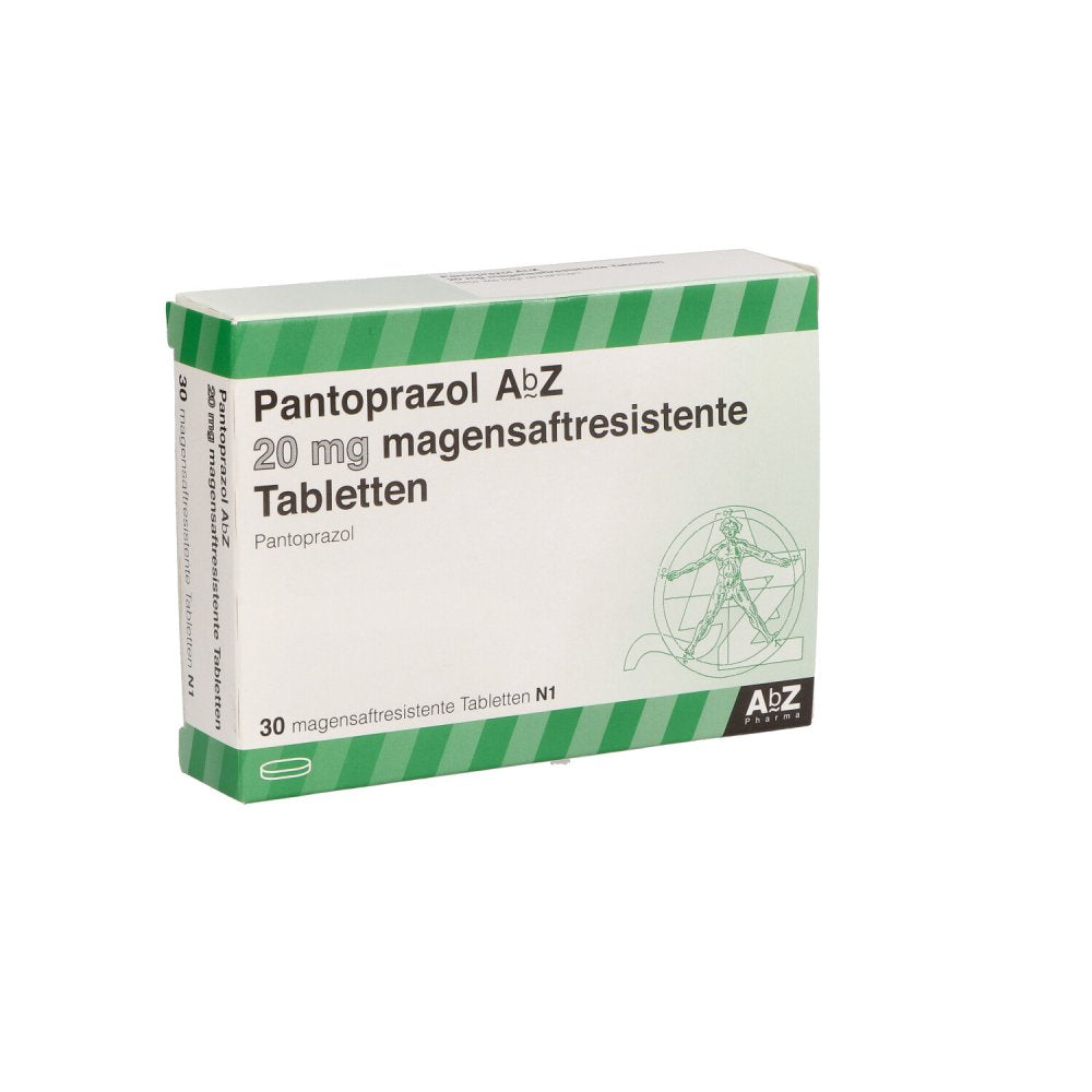 Das Produktfoto zeigt Pantoprazol Abz 20 Mg Magensaftres.Tabletten (30 stk) PZN 07036343
