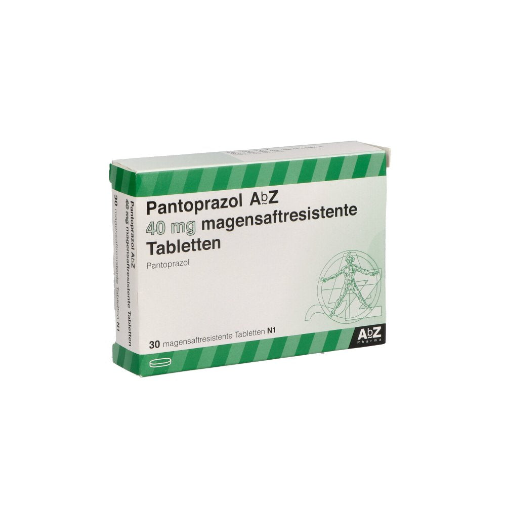 Das Produktfoto zeigt Pantoprazol Abz 40 Mg Magensaftres.Tabletten (30 stk) PZN 07038106