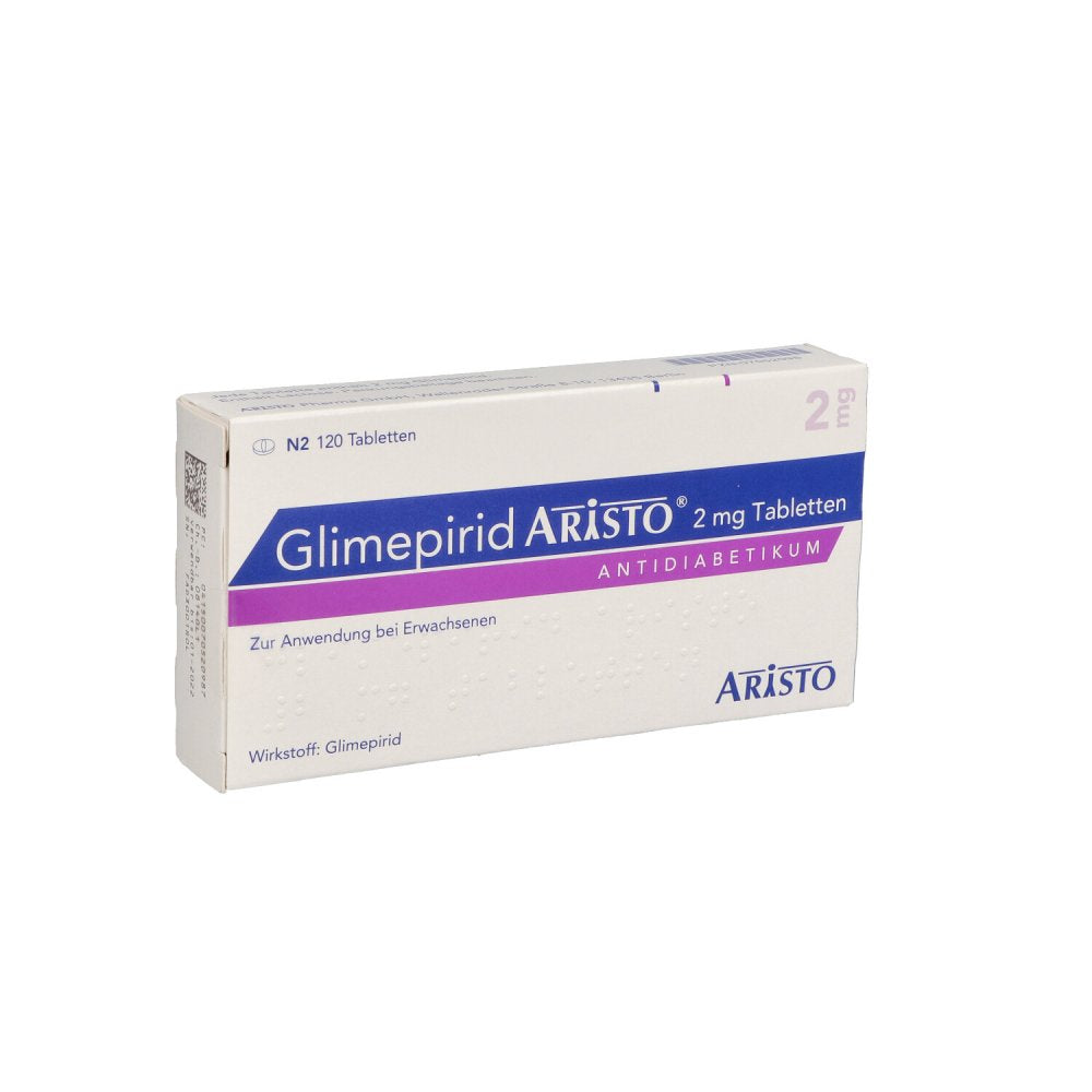 Das Produktfoto zeigt Glimepirid Aristo 2 Mg Tabletten (120 stk) PZN 07052098