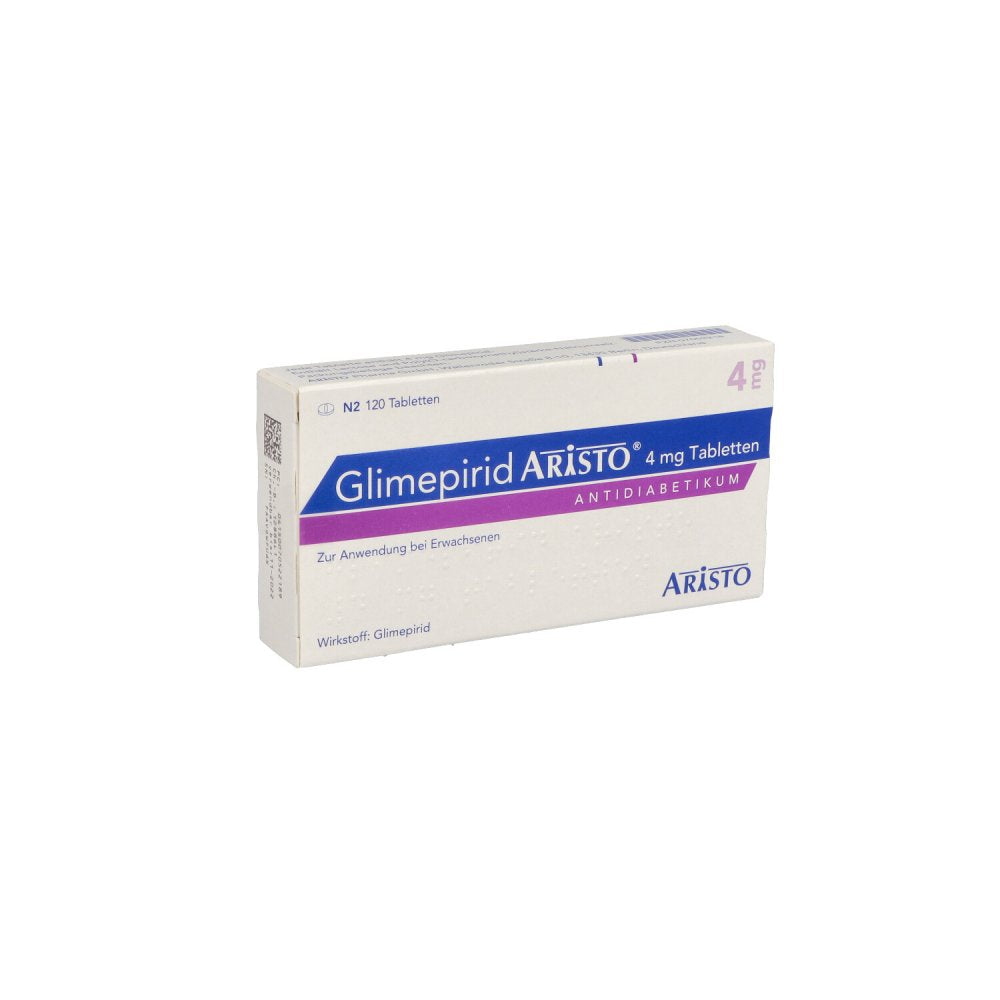 Das Produktfoto zeigt Glimepirid Aristo 4 Mg Tabletten (120 stk) PZN 07052218