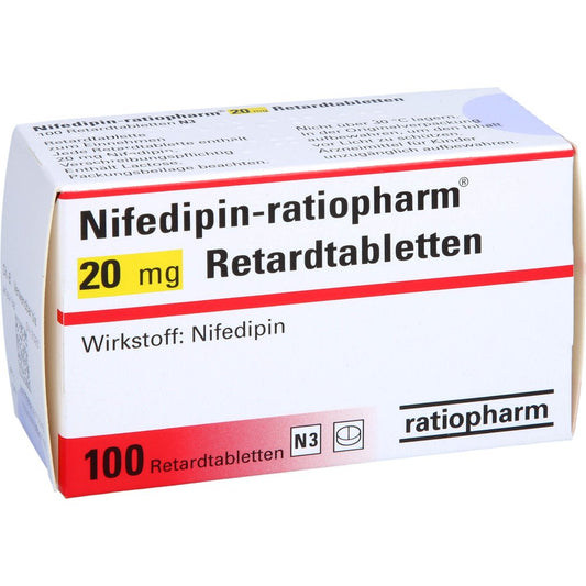 Das Produktfoto zeigt Nifedipin-Ratiopharm 20 Mg Retardtabletten (100 stk) PZN 07097534