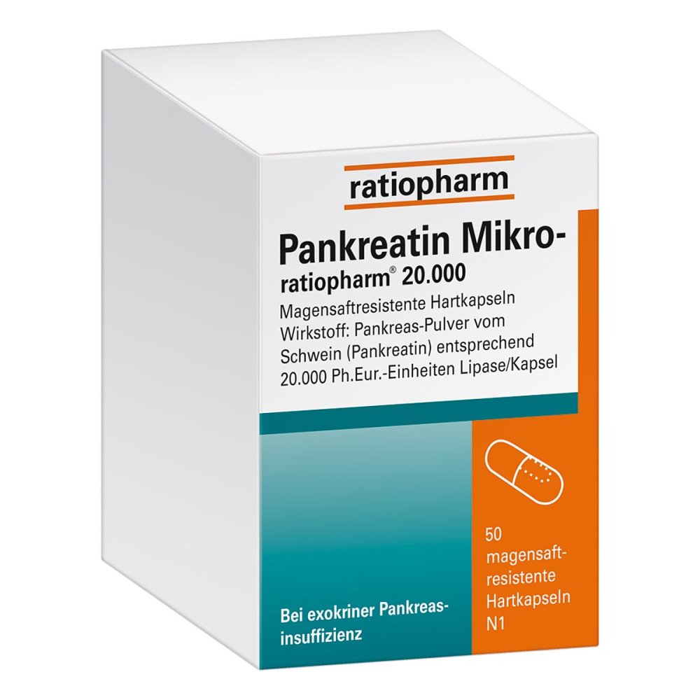 Pankreatin Mikro-Ratio.20.000 Magensaftr.Hartkaps. (50 stk)
