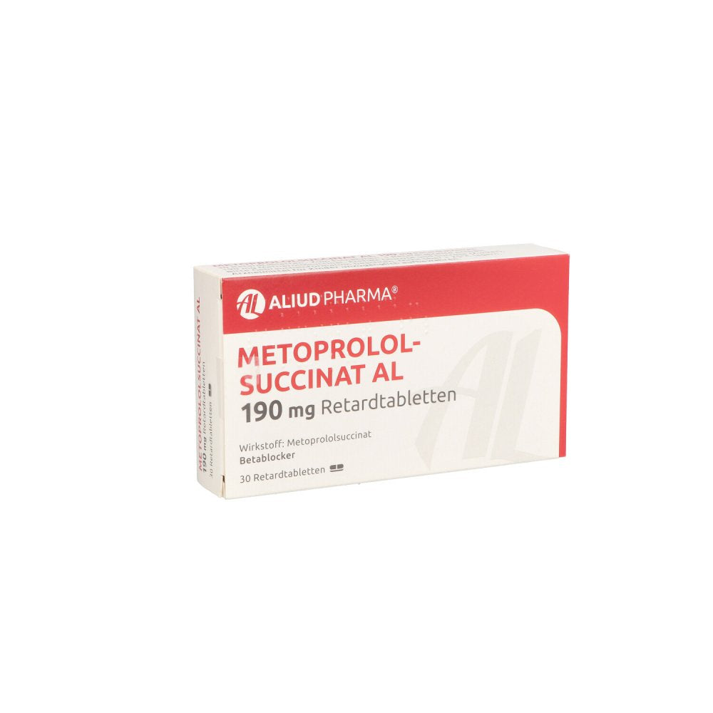 Das Produktfoto zeigt Metoprololsuccinat Al 190 Mg Retardtabletten (30 stk) PZN 07097741