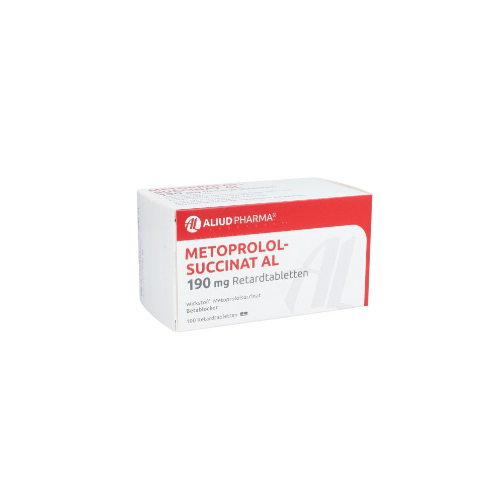 Das Produktfoto zeigt Metoprololsuccinat Al 190 Mg Retardtabletten (100 stk) PZN 07097764