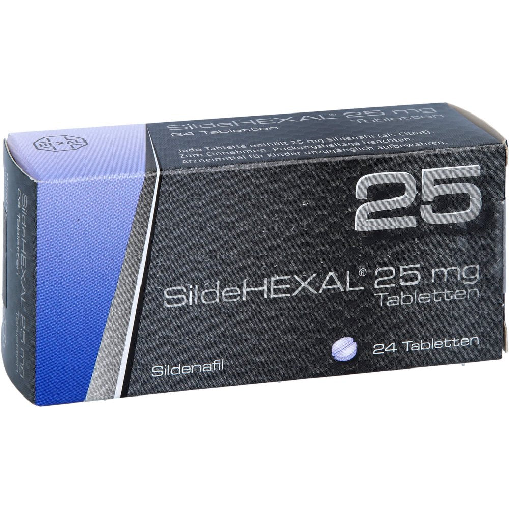 Das Produktfoto zeigt Sildehexal 25 Mg Tabletten (24 stk) PZN 07098545