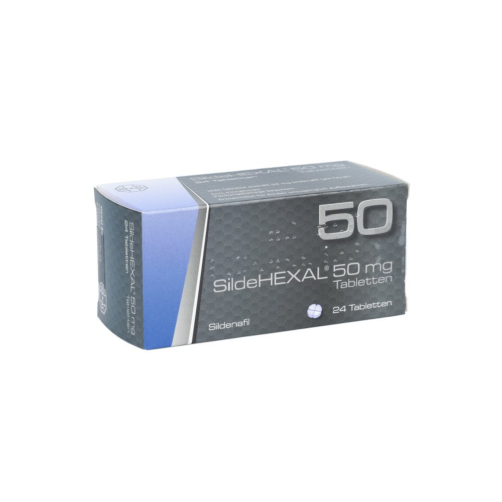Das Produktfoto zeigt Sildehexal 50 Mg Tabletten (24 stk) PZN 07098551