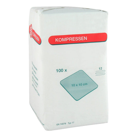 Das Produktfoto zeigt Mullkompressen 10x10 Cm Unsteril 12fach (100 stk) PZN 07099332