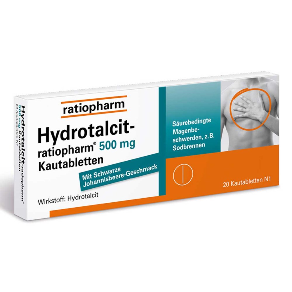Hydrotalcit-Ratiopharm 500 Mg Kautabletten (20 stk)