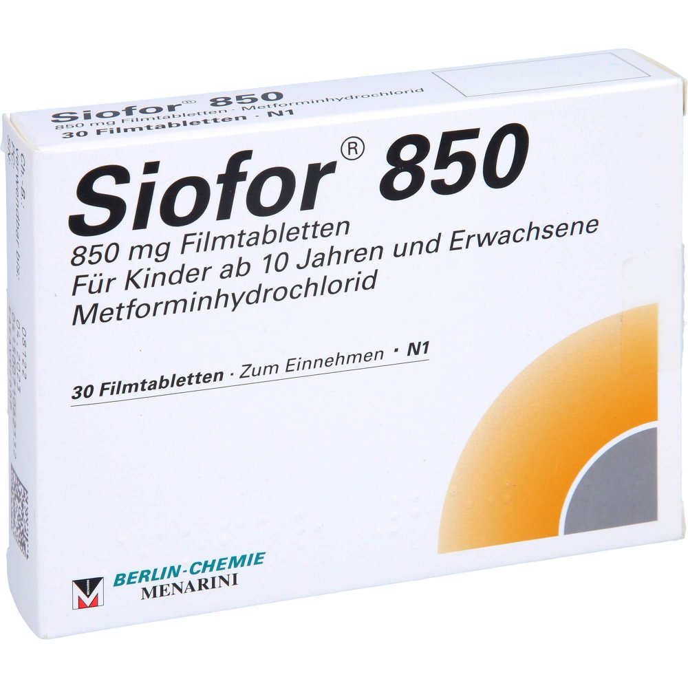 Das Produktfoto zeigt Siofor 850 Filmtabletten (30 stk) PZN 07106233