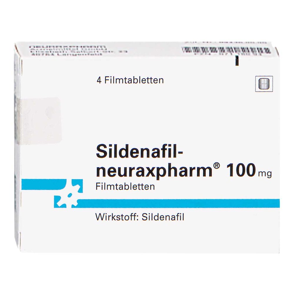 Das Produktfoto zeigt Sildenafil-Neuraxpharm 100 Mg Filmtabletten (4 stk) PZN 07116094