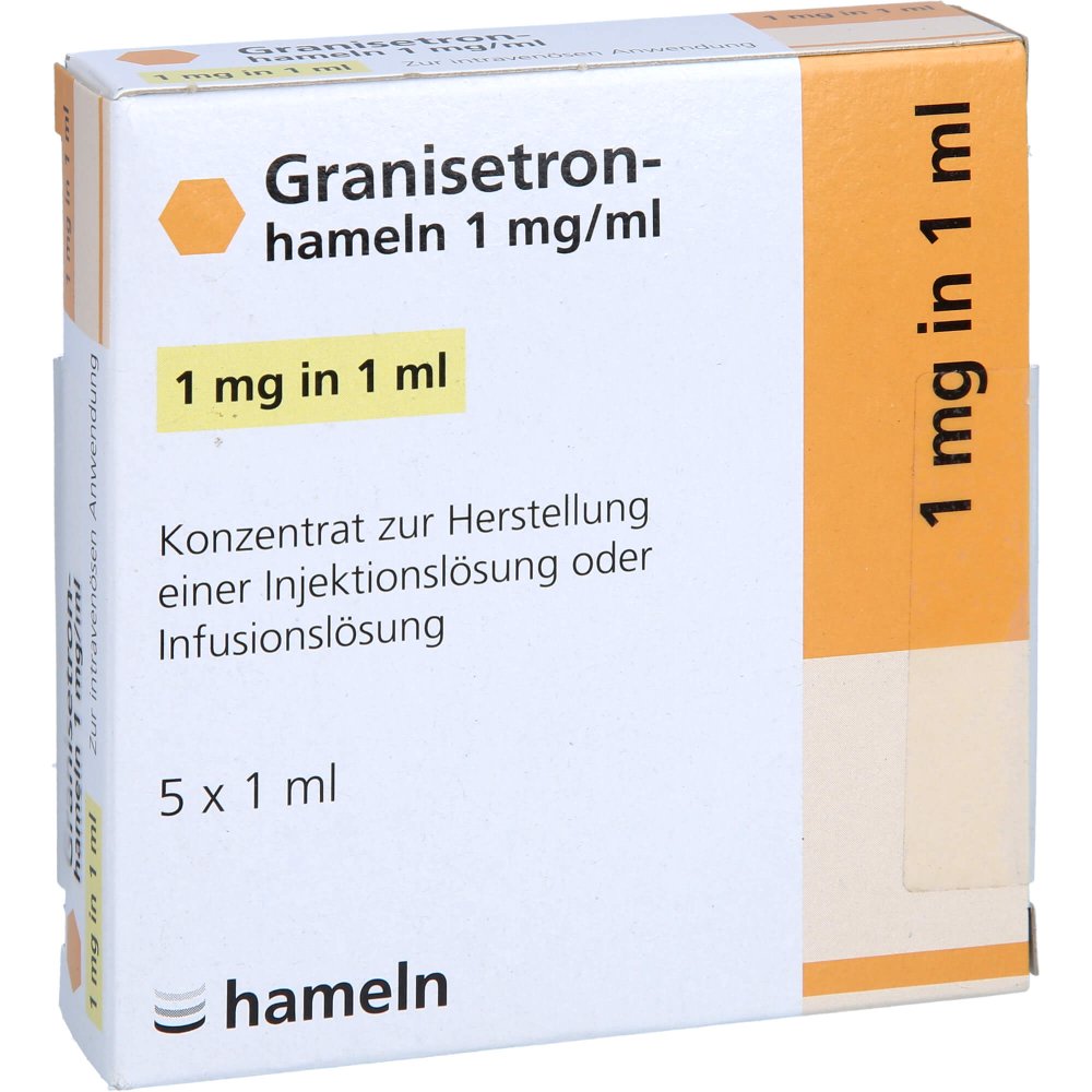 Das Produktfoto zeigt Granisetron-Hameln 1 Mg/Ml Konz.Z.H.E.Inj.-/Inf.L. (5X1 ml) PZN 07125963
