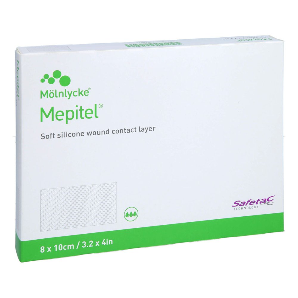 Das Produktfoto zeigt Mepitel Silikon Netzverband 8x10 Cm Steril (5 stk) PZN 07126827