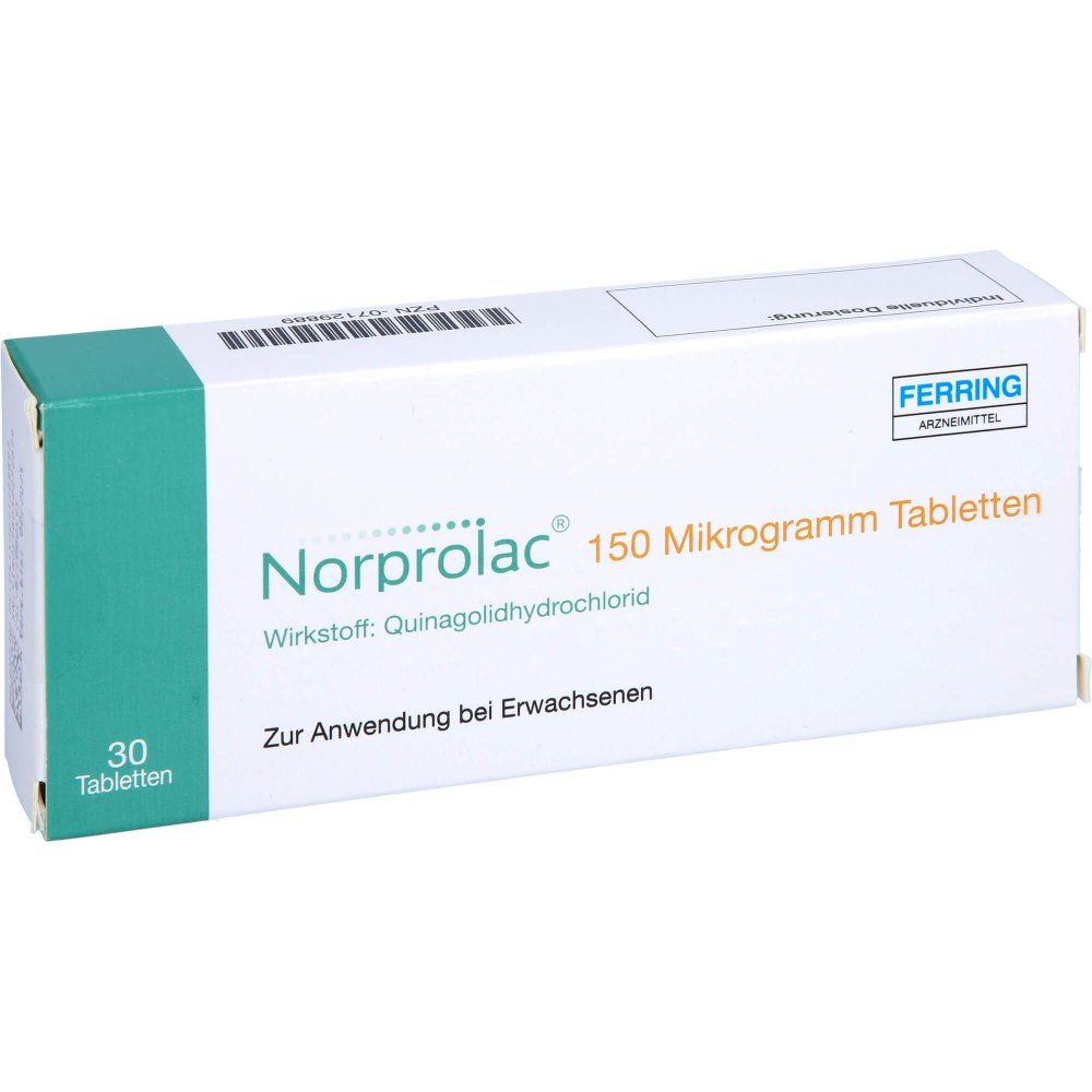 Das Produktfoto zeigt Norprolac 150 Mikrogramm Tabletten (30 stk) PZN 07129889