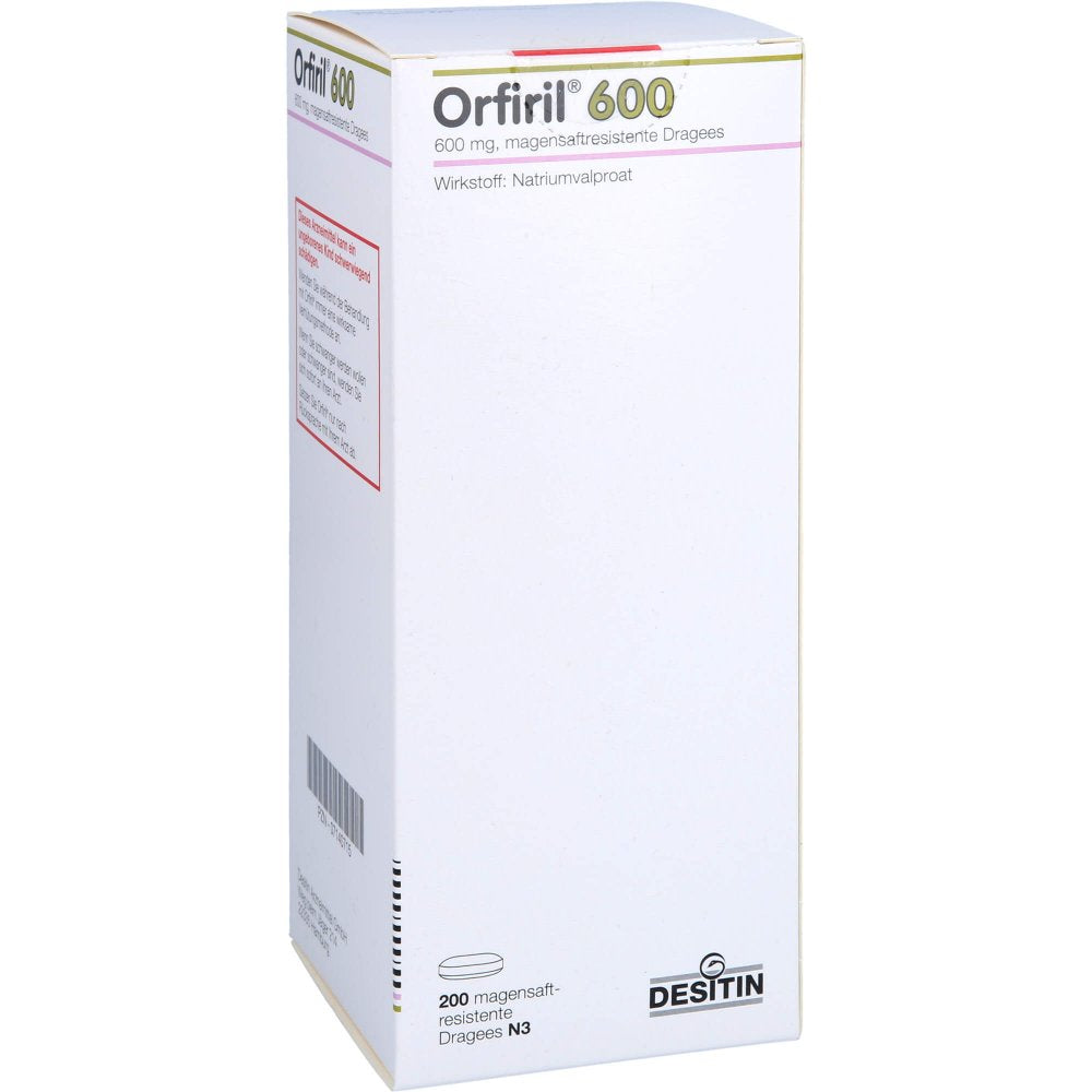 Das Produktfoto zeigt Orfiril 600 Magensaftresistente Dragees (200 stk) PZN 07140715