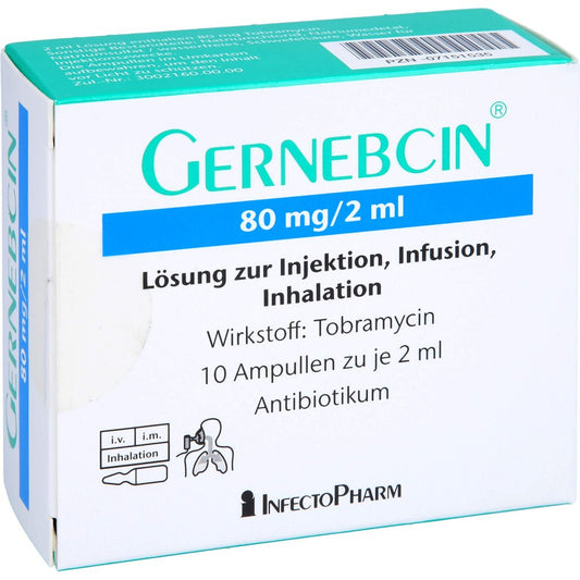 Das Produktfoto zeigt Gernebcin 80 Mg/2 Ml Lsg.Z.Inj./Inf./Inhalation (10X2 ml) PZN 07151535