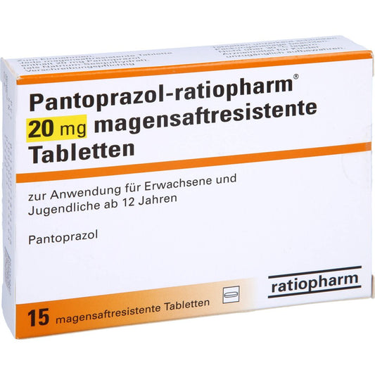 Das Produktfoto zeigt Pantoprazol-Ratiopharm 20 Mg Magensaftr.Tabletten (15 stk) PZN 07189472