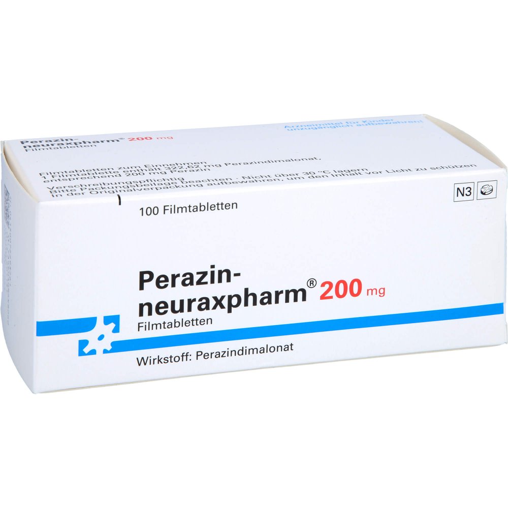 Das Produktfoto zeigt Perazin-Neuraxpharm 200 Mg Filmtabletten (100 stk) PZN 07229326