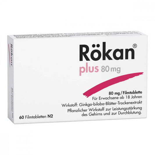 Das Produktfoto zeigt Rökan Plus 80 Mg Filmtabletten (60 stk) PZN 07258747