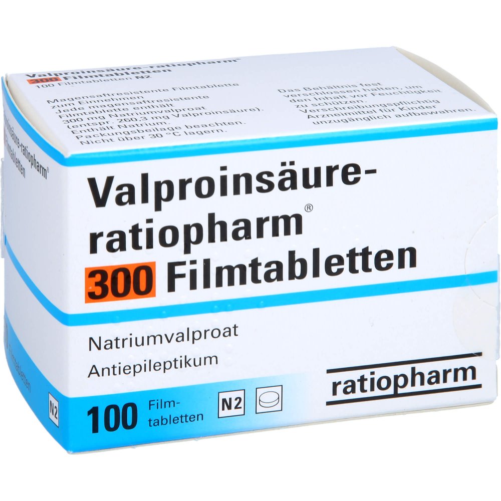 Das Produktfoto zeigt Valproinsäure-Ratiopharm 300 Magensaftres.Filmtab. (100 stk) PZN 07260684