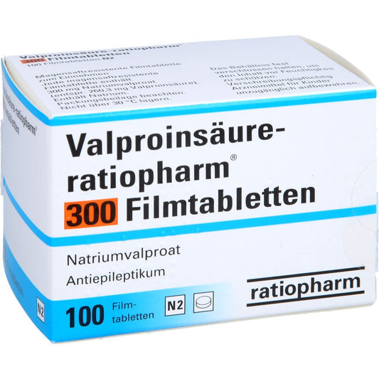 Das Produktfoto zeigt Valproinsäure-Ratiopharm 300 Magensaftres.Filmtab. (100 stk) PZN 07260684