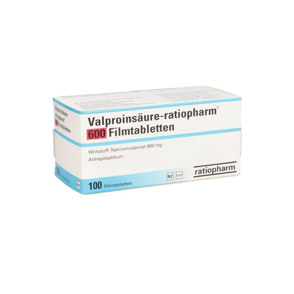 Das Produktfoto zeigt Valproinsäure-Ratiopharm 600 Magensaftres.Filmtab. (100 stk) PZN 07260721
