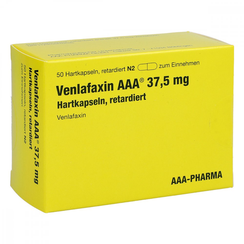 Das Produktfoto zeigt Venlafaxin Aaa 37,5 Mg Hartkapseln Retardiert (50 stk) PZN 07263518