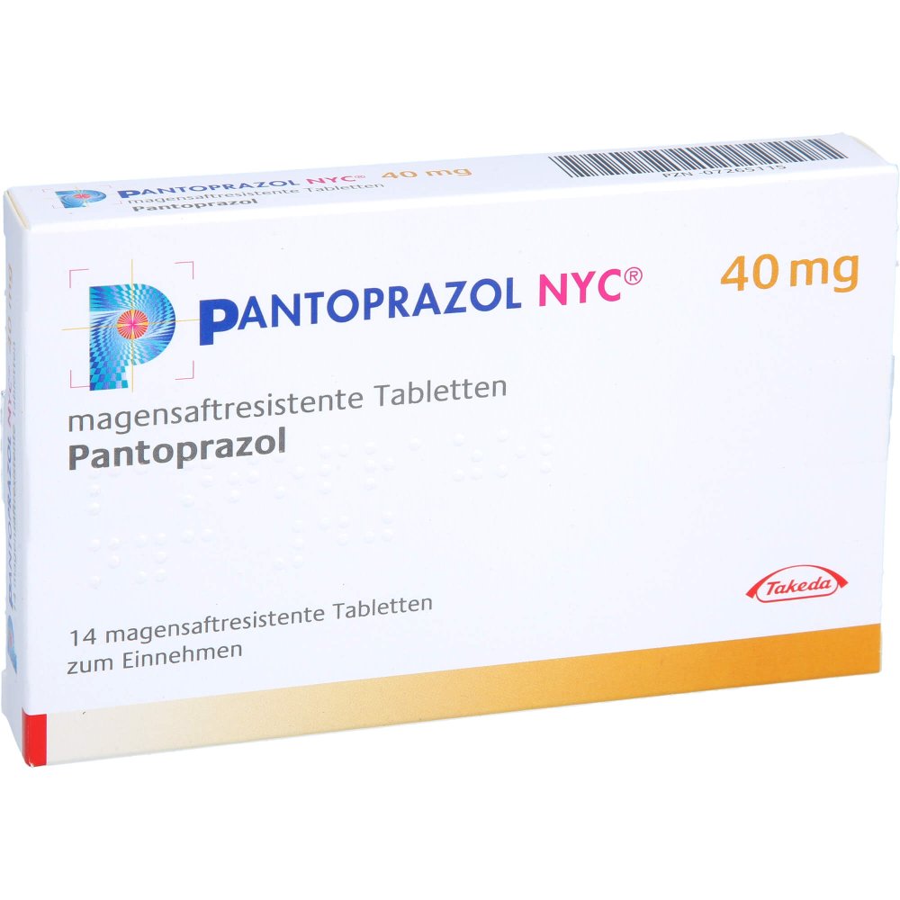 Das Produktfoto zeigt Pantoprazol Nyc 40 Mg Magensaftres.Tabletten (14 stk) PZN 07265115