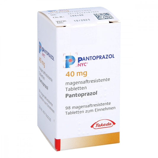 Das Produktfoto zeigt Pantoprazol Nyc 40 Mg Magensaftres.Tabletten (98 stk) PZN 07265144