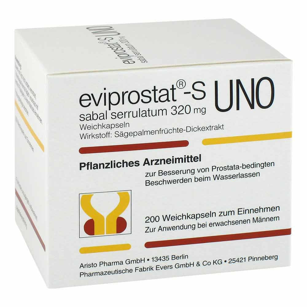 Das Produktfoto zeigt Eviprostat-S Sabal Serrulatum 320 Uno Kapseln (200 stk) PZN 07278052
