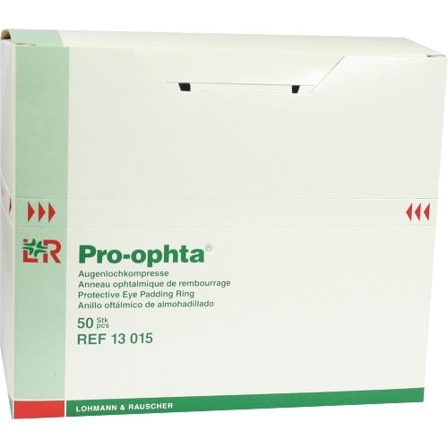 Das Produktfoto zeigt Pro-Ophta Lochkompressen Unsteril (50 stk) PZN 07278388