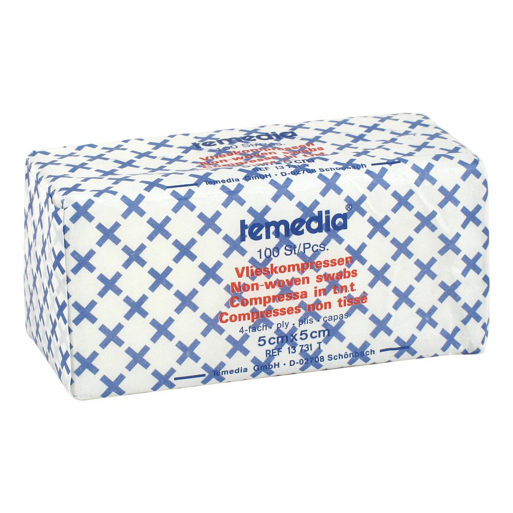 Das Produktfoto zeigt Vlieskompressen Unsteril 5x5 Cm 4fach (100 stk) PZN 07280712