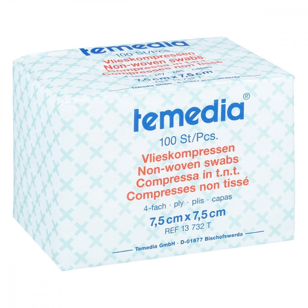 Das Produktfoto zeigt Vlieskompressen Unsteril 7,5x7,5 Cm 4fach (100 stk) PZN 07280729