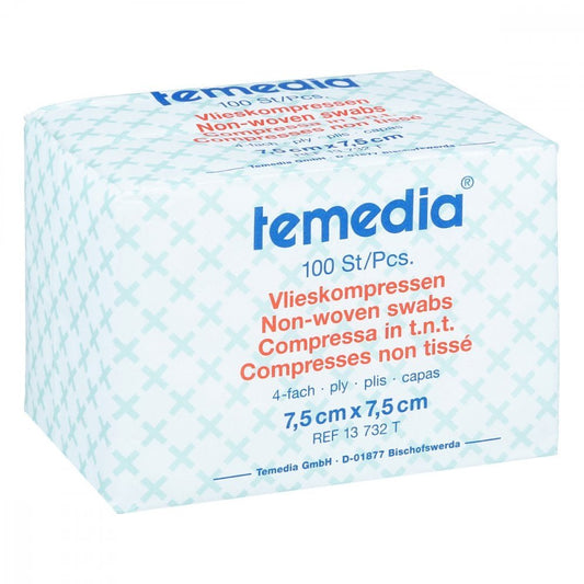 Das Produktfoto zeigt Vlieskompressen Unsteril 7,5x7,5 Cm 4fach (100 stk) PZN 07280729