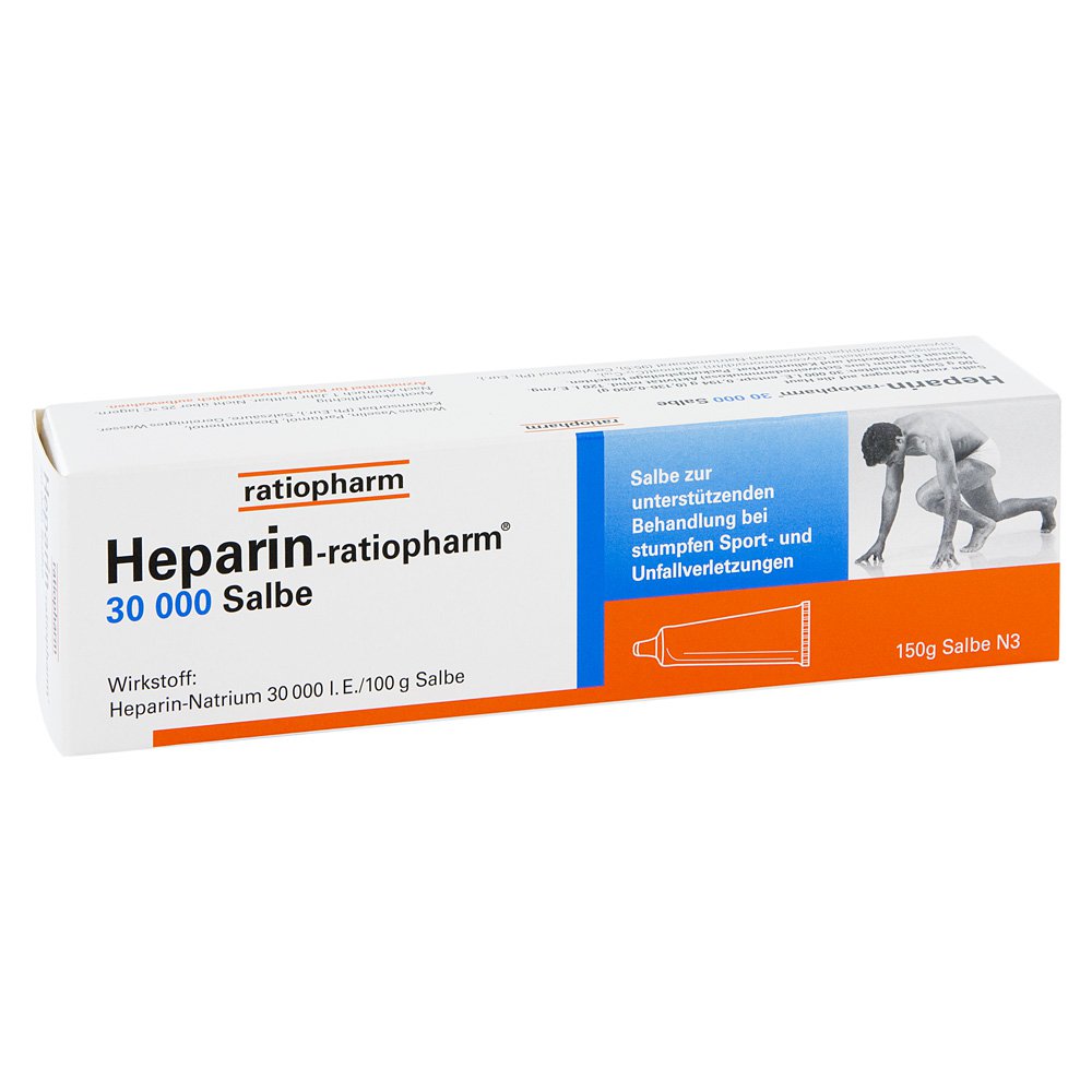 Das Produktfoto zeigt Heparin-Ratiopharm 30.000 Salbe (150 g) PZN 07292721